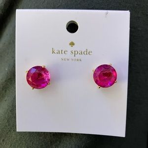 NWT Fuchsia Pink Kate Spade Stud Earrings with Jewelry Bag